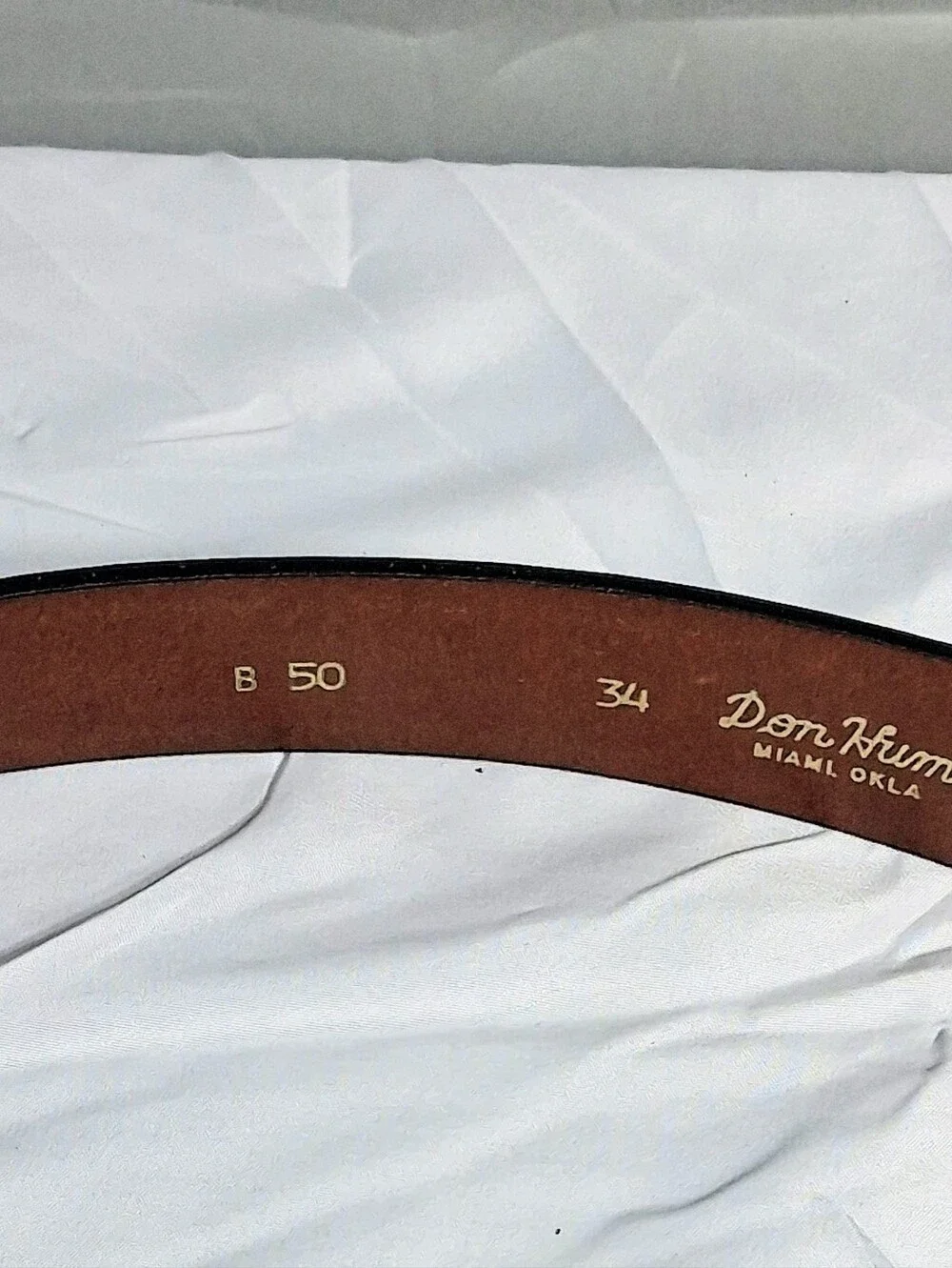 Men's Don Hume Black/Brown Genuine Fine Leather Size 34 Garrison Trouser Belt